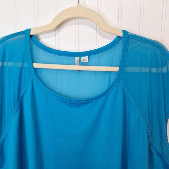 CATO Est 1946 Womens 26/28W Mesh Shoulder Pullover Top Blue‎ Cap Sleeve Stretch - Picture 3 of 8